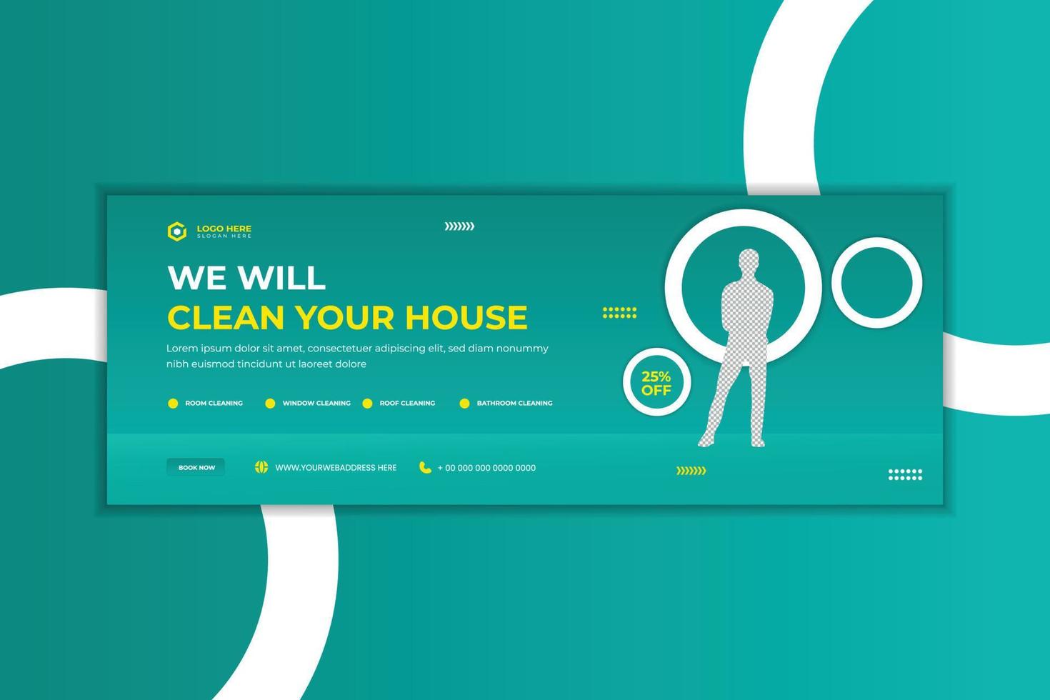 cleaning service social media cover  design  or web banner template vector