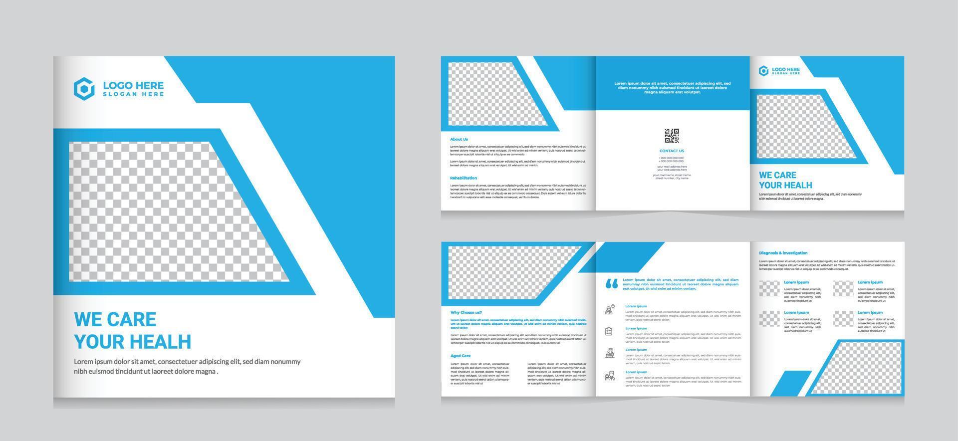 Health care and medical promotion square trifold brochure vector