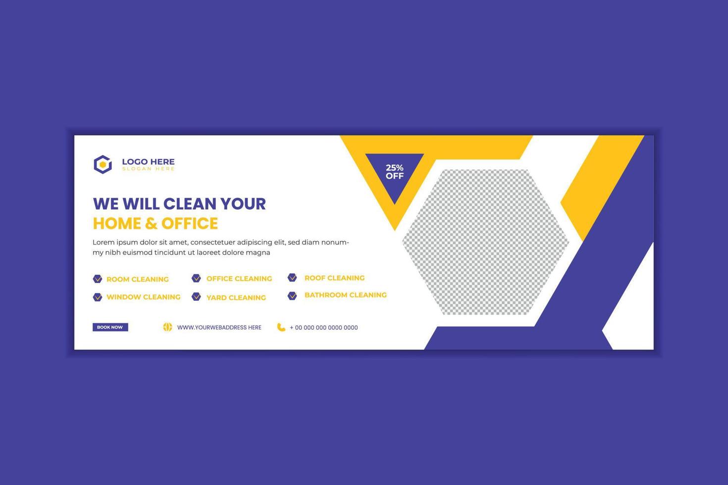 Cleaning service  social media cover  design template vector