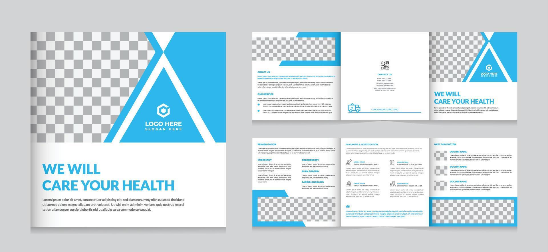 Healthcare or medical trifold brochure advertising template design vector