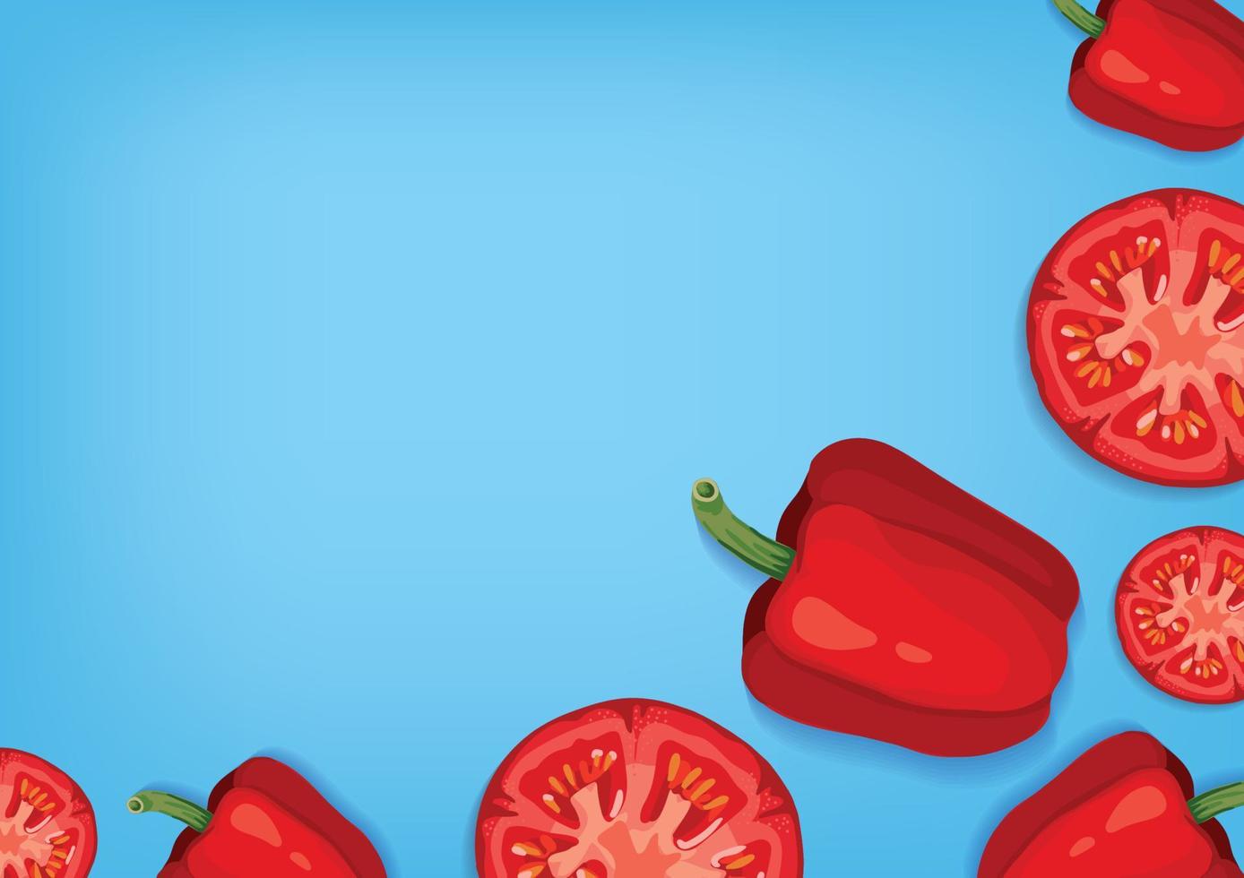 fresh fruit red pepper and vegetable vector