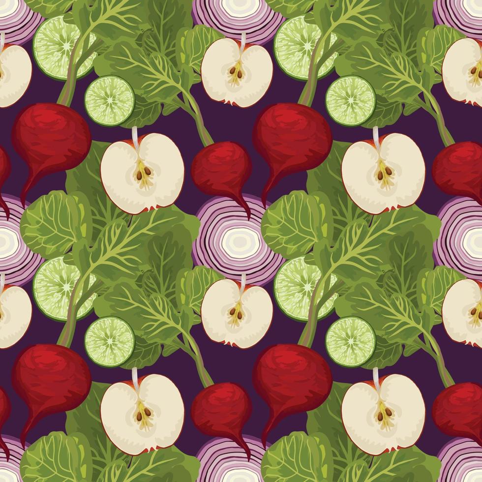 hand draw vegetable seamless pattern cute design vector