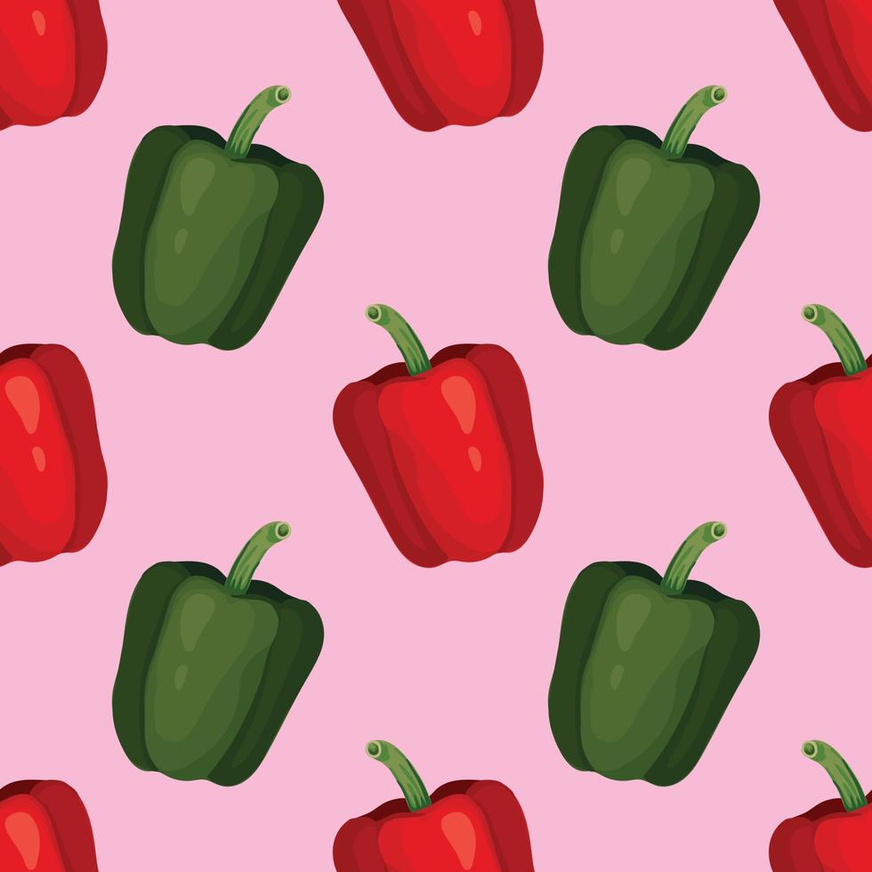 red pepper and green pepper hand draw vegetable seamless pattern design vector