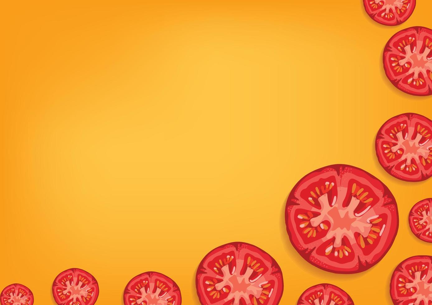 vector de fondo de frutas y verduras frescas de tomate