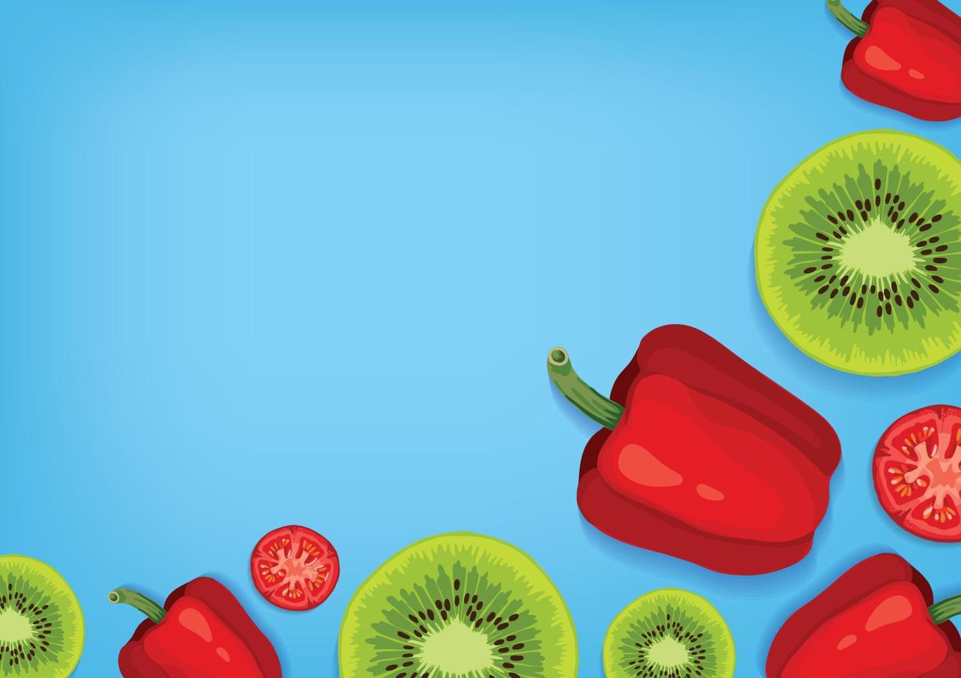 fresh fruit red pepper and vegetable background vector