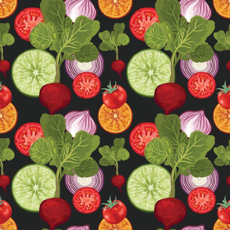 hand draw vegetable seamless pattern design vector