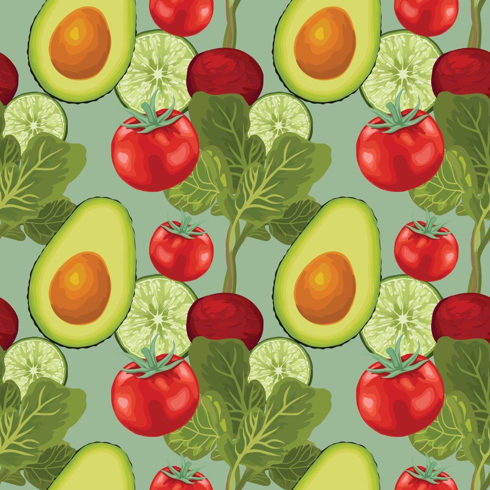 hand draw fresh and healthy vegetable pattern design vector