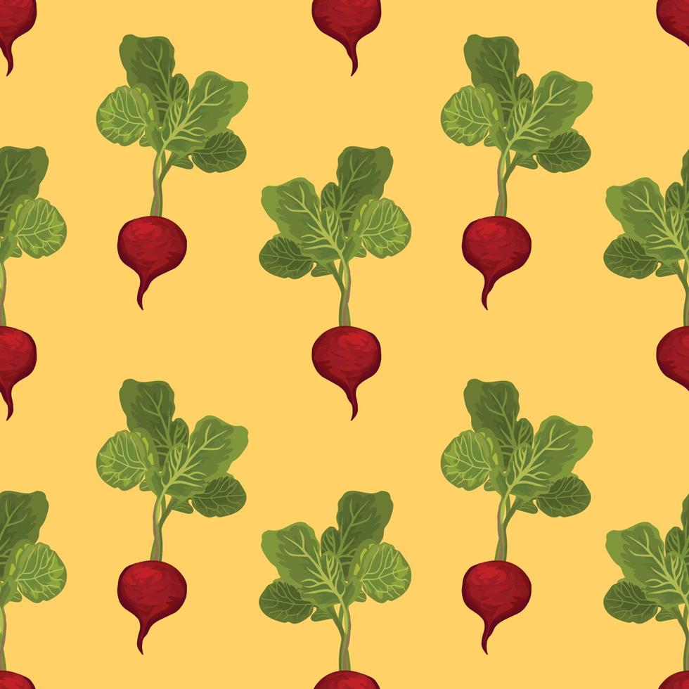 beatroot hand draw vegetable seamless pattern vector