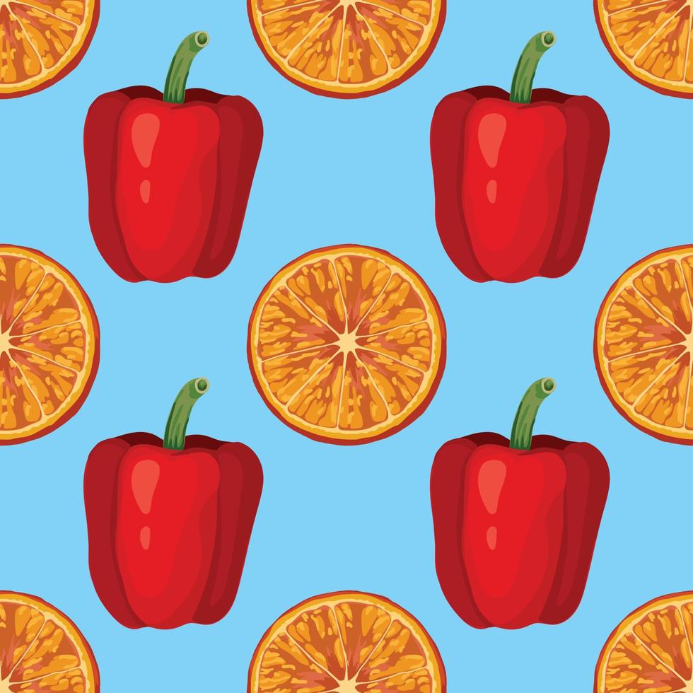 orange and red peper hand draw seamless pattern design vector