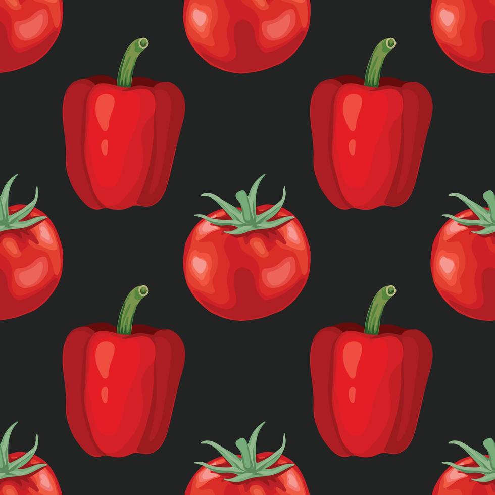 red pepper and tomato seamless art hand draw vector