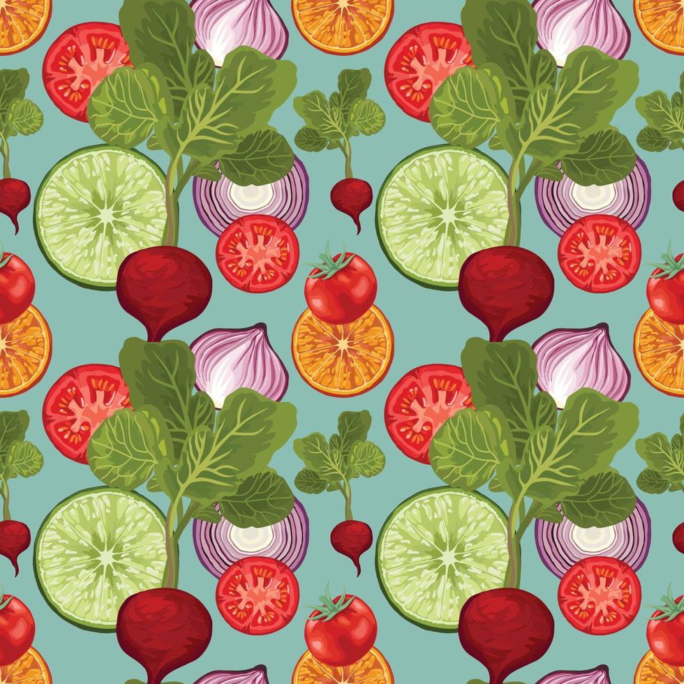 hand draw vegetable seamless pattern art design vector
