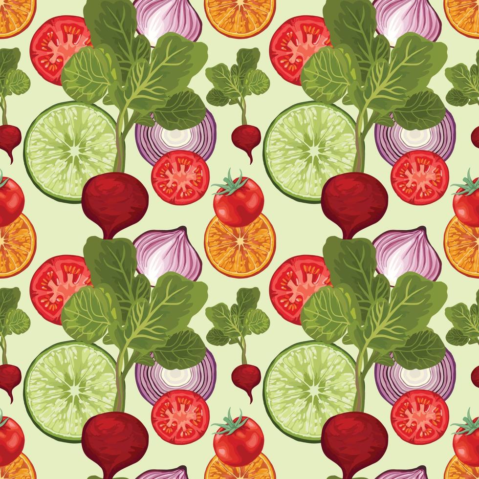 hand draw vegetable art seamless pattern design vector