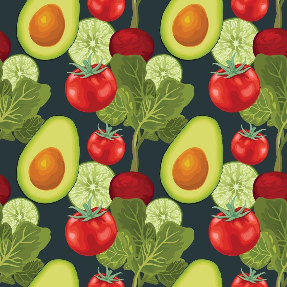 hand draw fresh and healthy vegetable seamless pattern vector