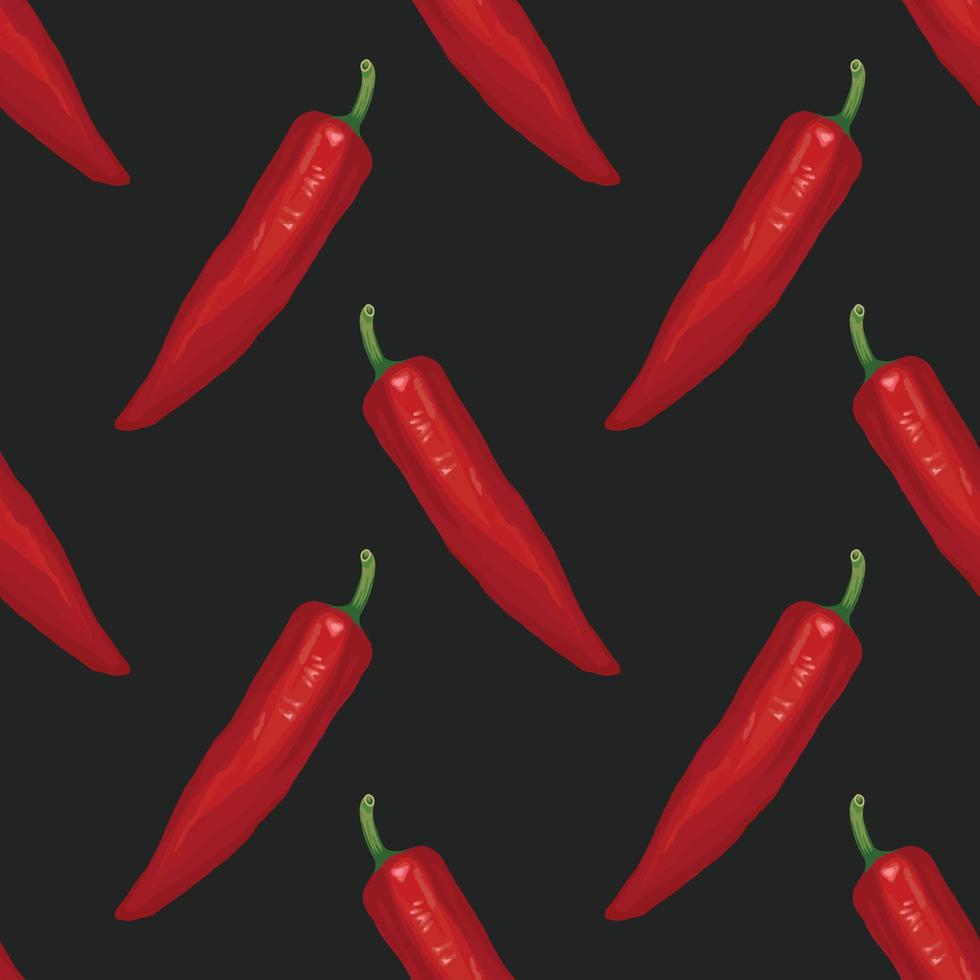 red chili hand draw vegetable seamless pattern design vector
