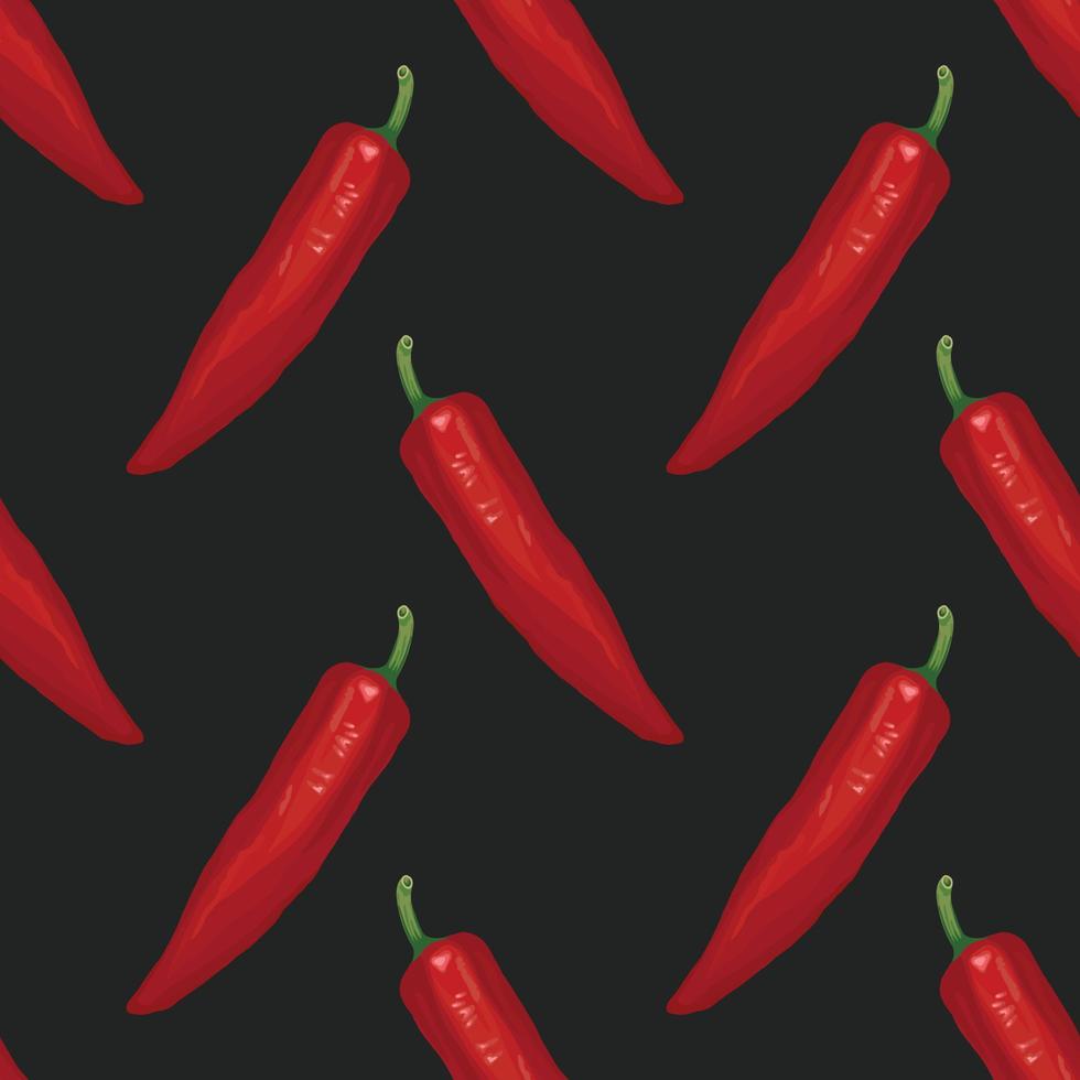 red chili hand draw vegetable seamless pattern design vector