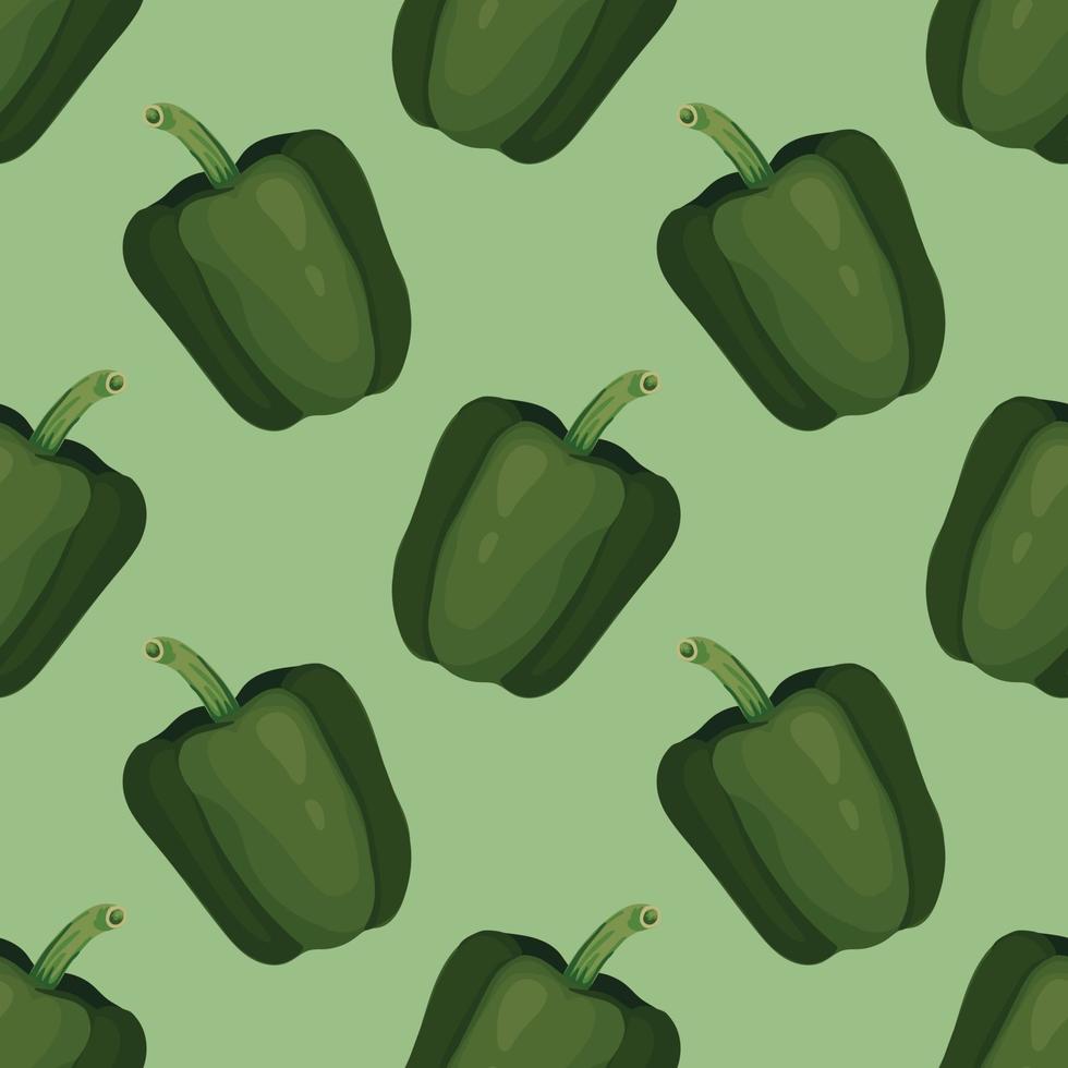 green pepper hand draw vegetable seamless pattern vector