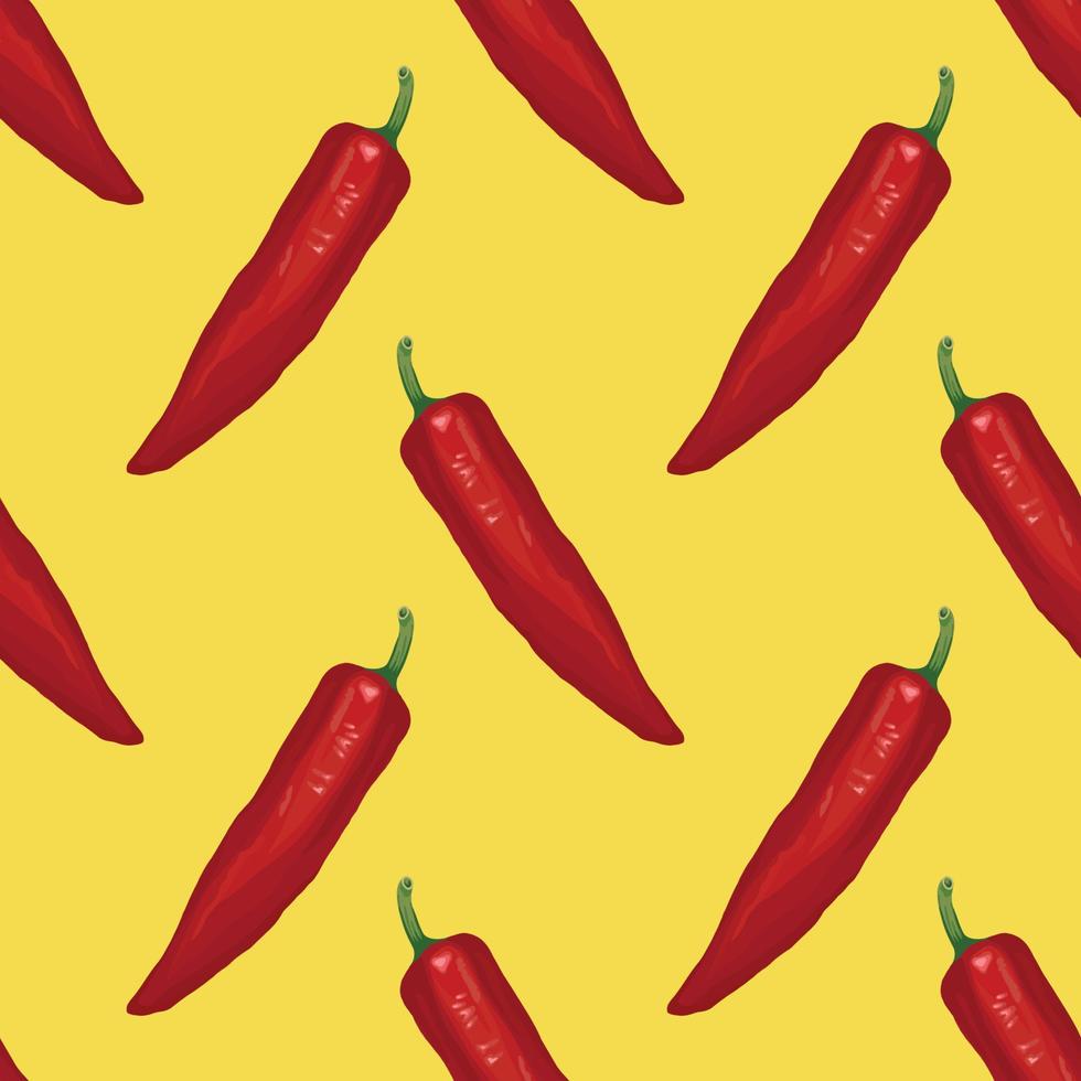 red chili hand draw vegetable seamless vector