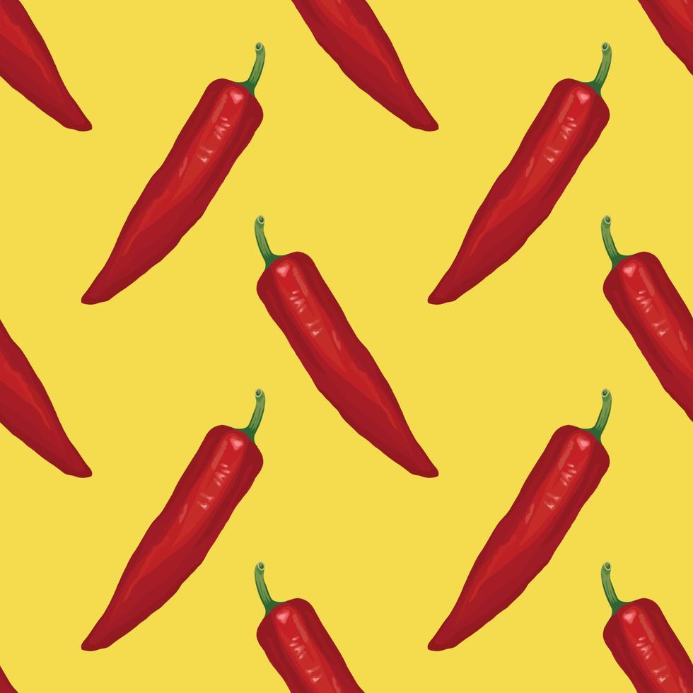 chile rojo dibujar a mano vegetales sin costuras vector