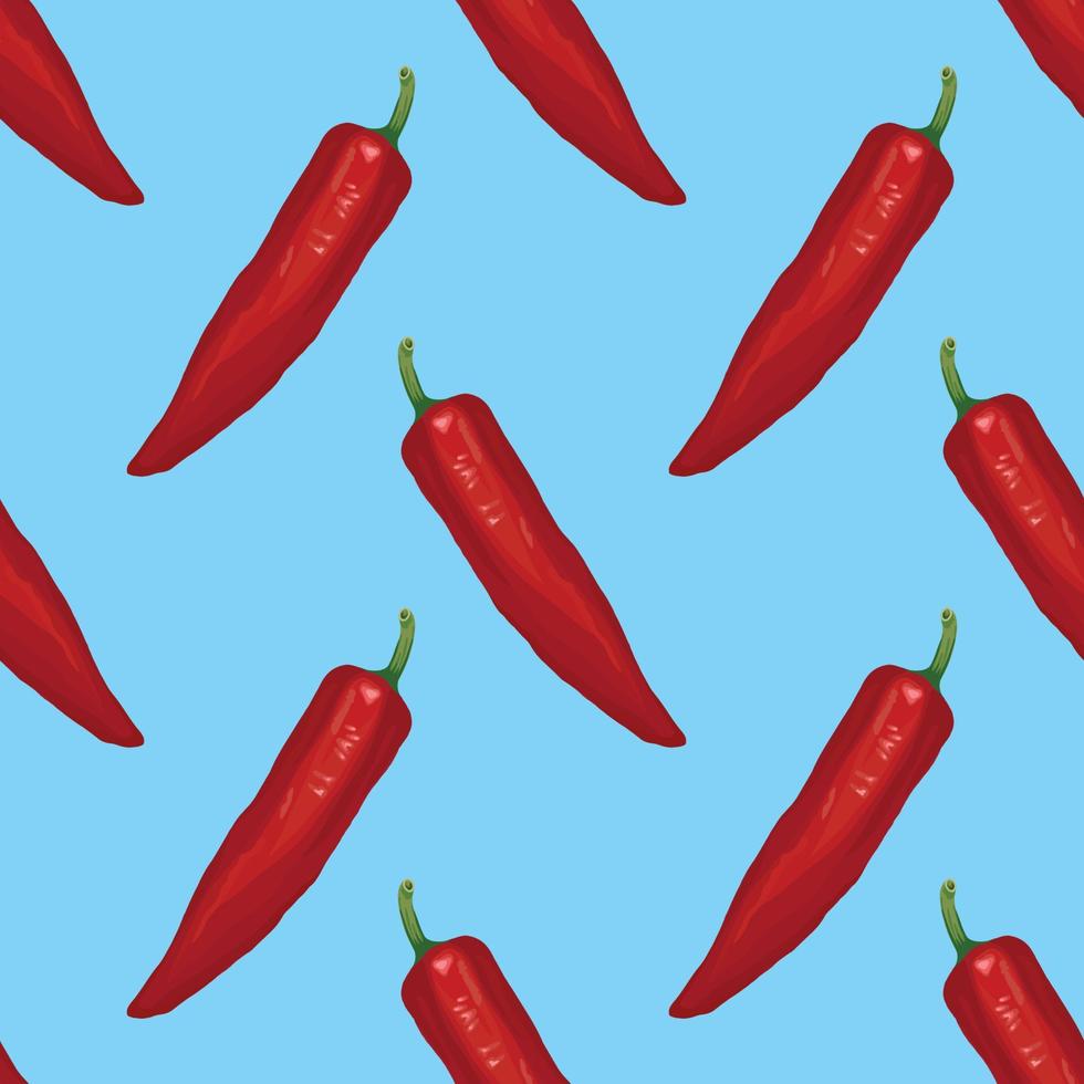 red chili hand draw vegetable seamless pattern vector