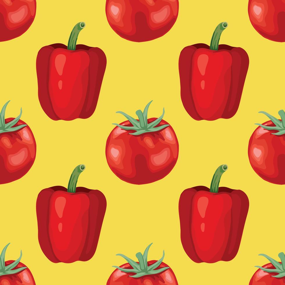 sorteo de mano de arte transparente de pimiento rojo y tomate vector