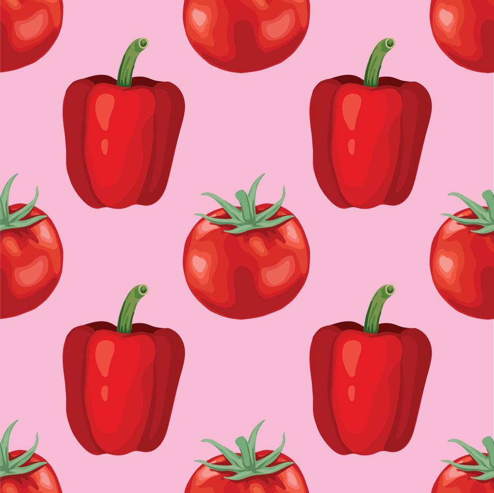 red pepper and tomato art hand draw vector