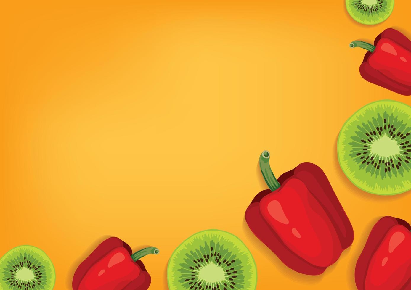 fresh fruit and vegetable cute background vector