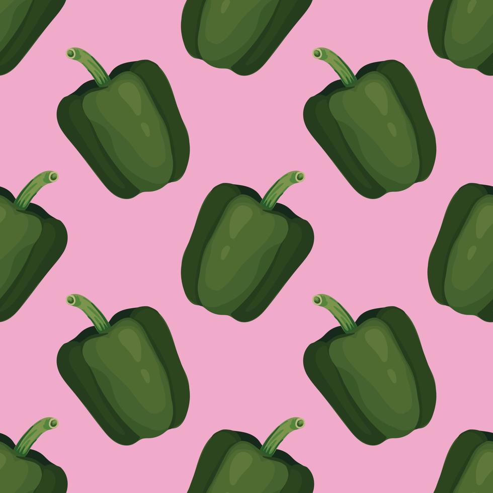green pepper hand draw vegetable seamless pattern design vector