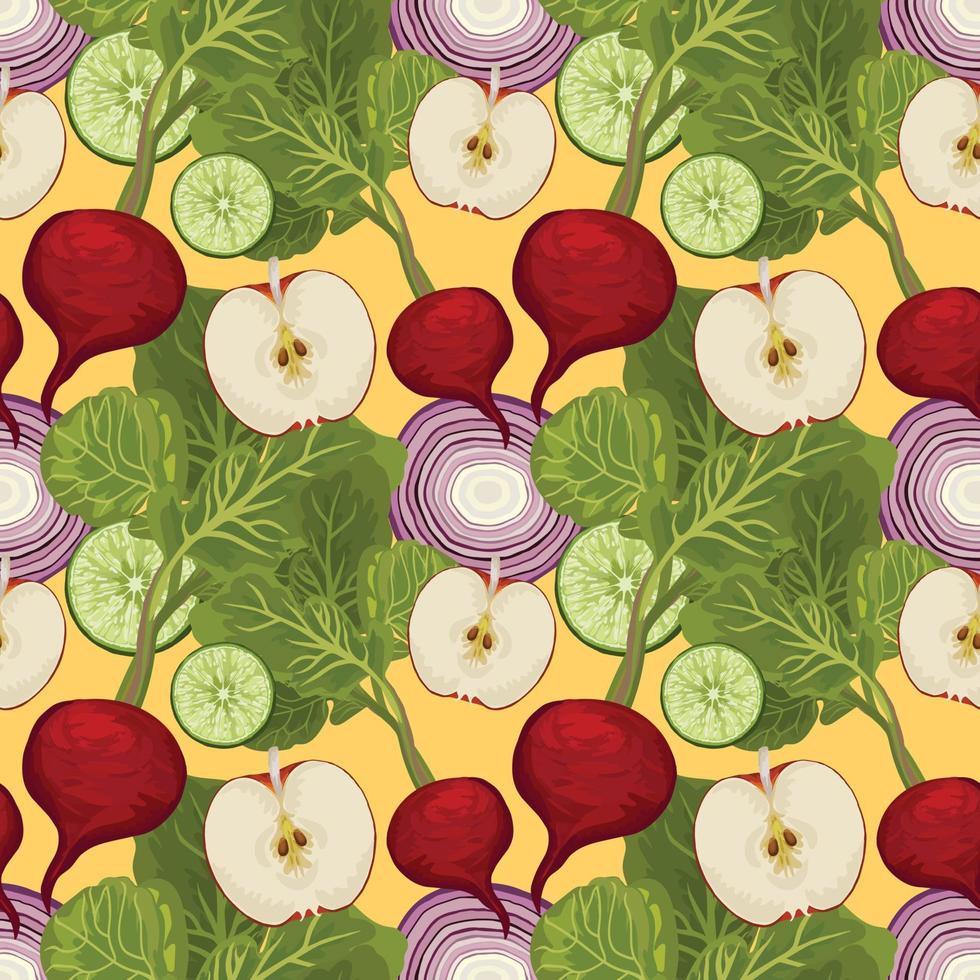 colorful hand draw vegetable seamless pattern design vector