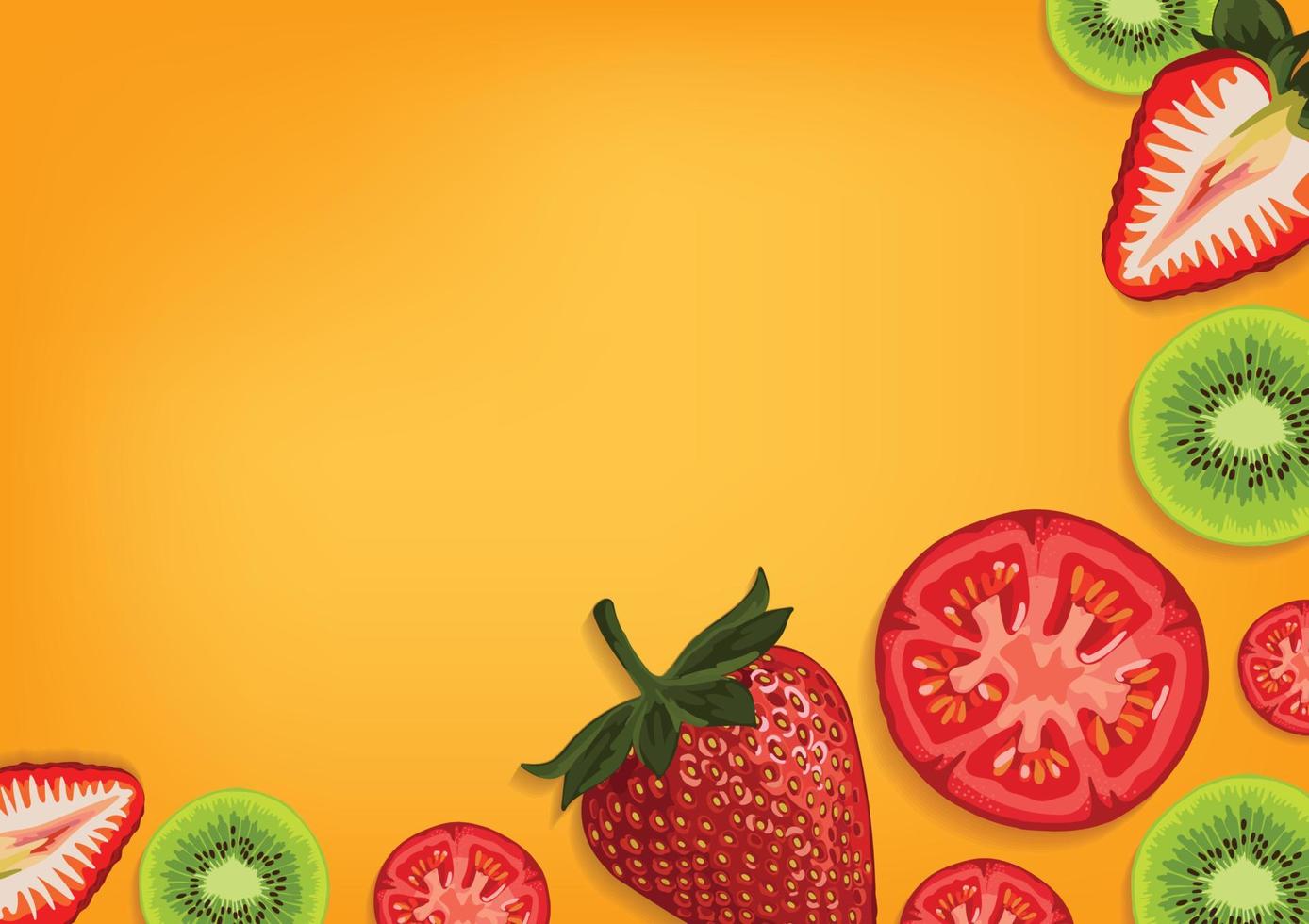 fresh fruit and vegetable on blue background vector