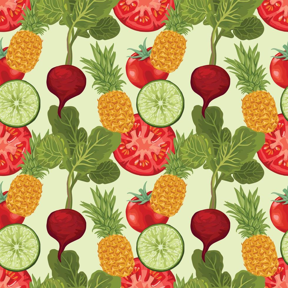 hand draw cute vegetable seamless pattern design vector