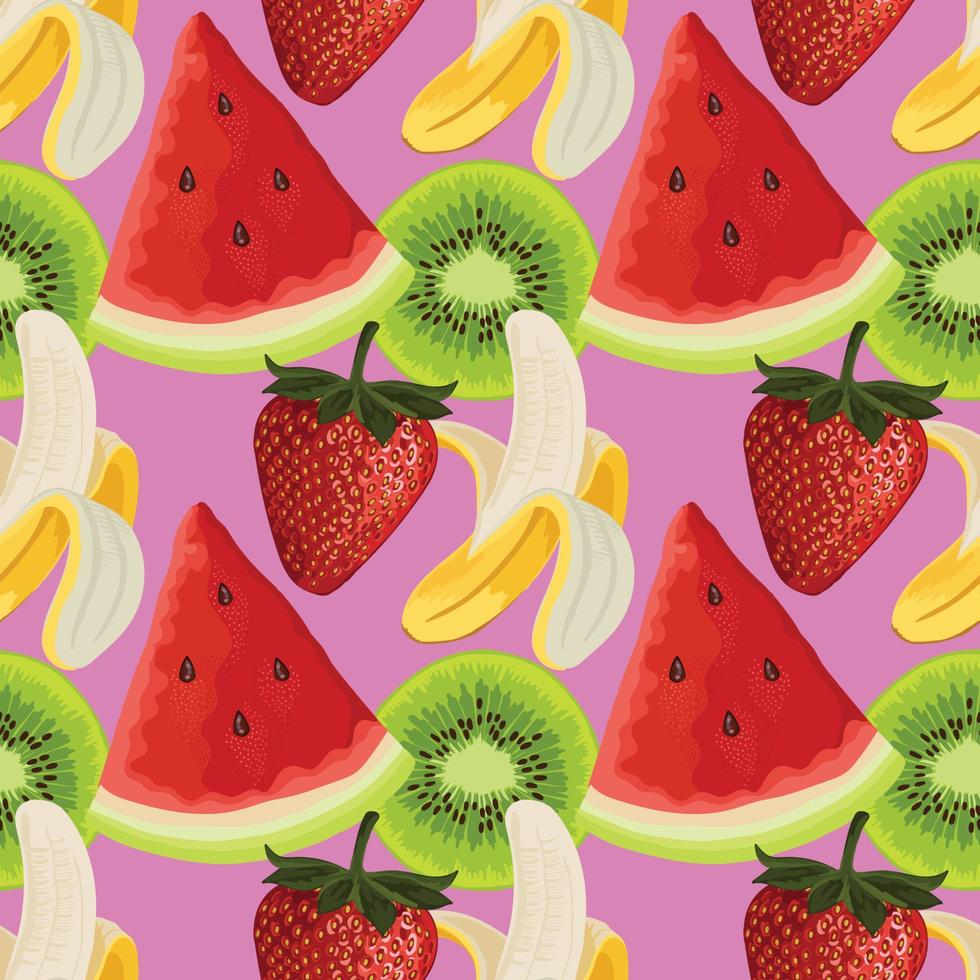 mixed fruits hand draw fruit and vegetable design vector
