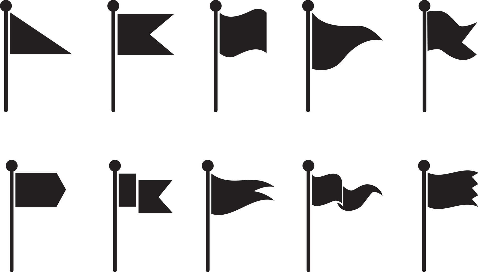 black Flags collection. waving flags icon set 7033135 Vector Art at