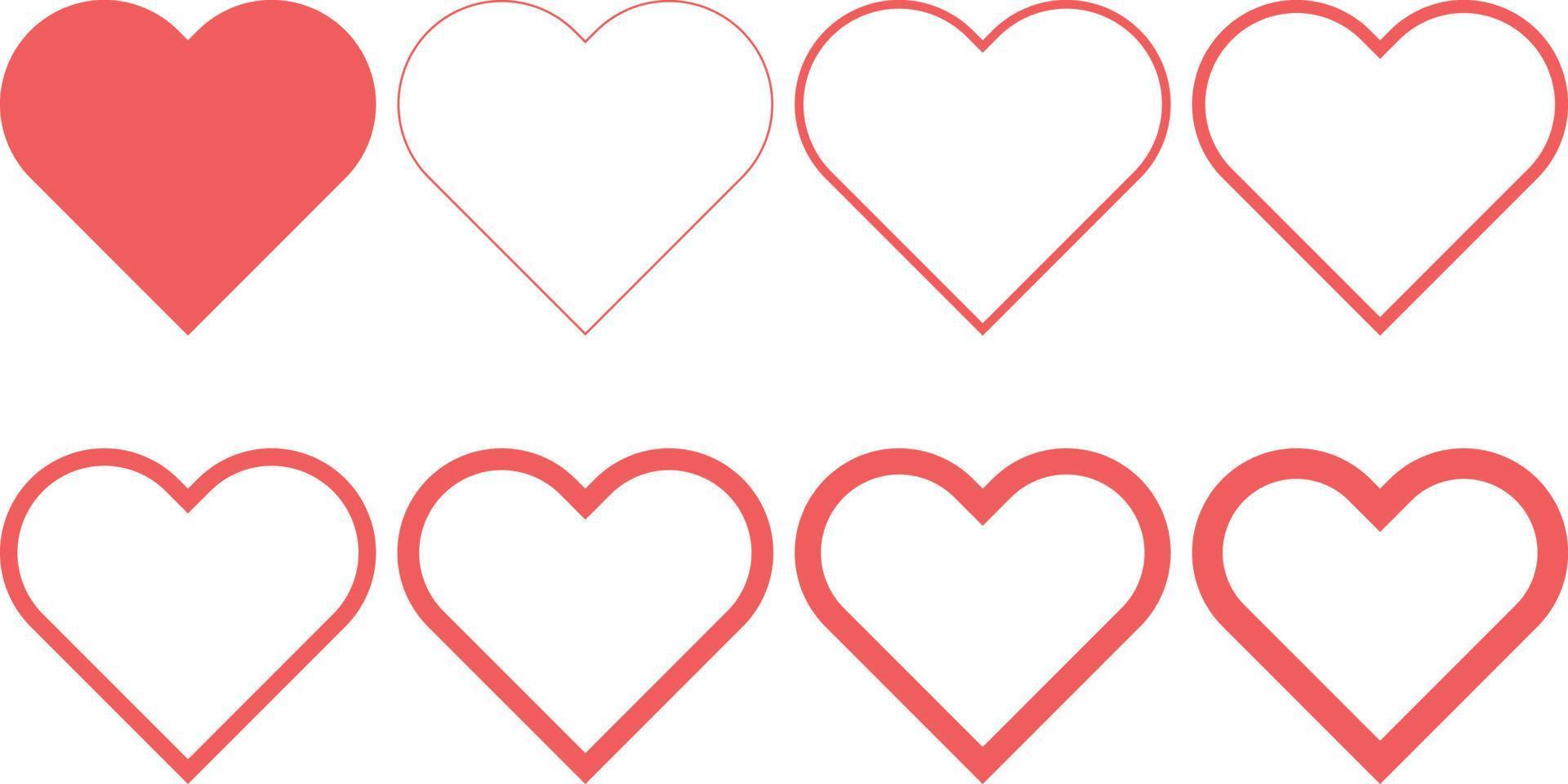 red heart shapes set. vector