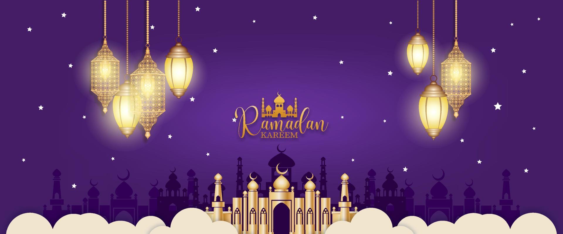 Gold Ramadan Kareem Vector for Wishing for Islamic festival.