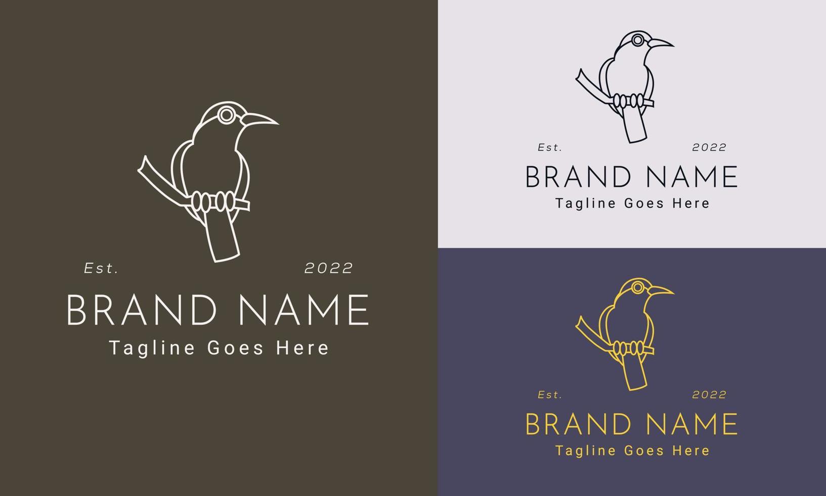 Bird logo icon linear style. Vector logo design Templates