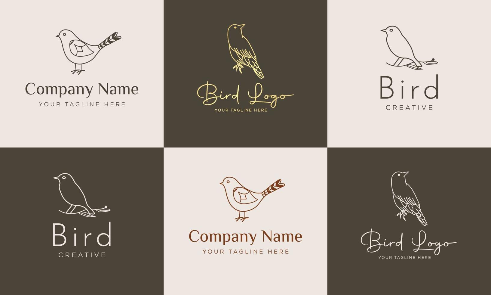 Bird logo icon linear style. Vector logo design Templates