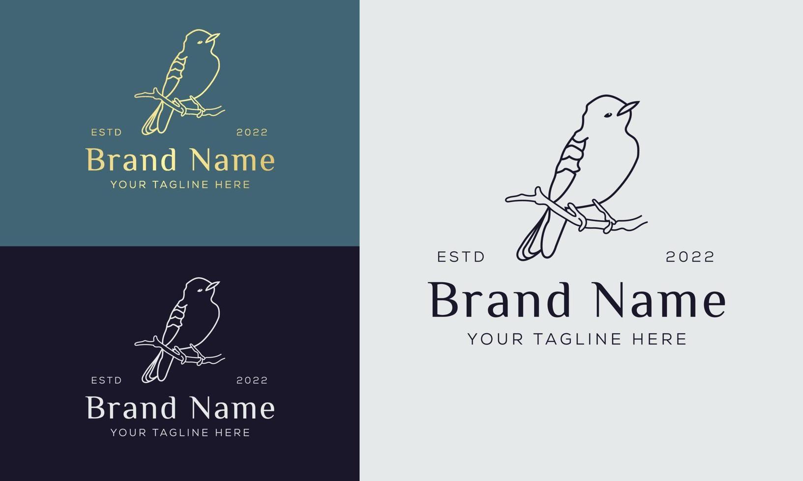 Bird logo icon linear style. Vector logo design Templates