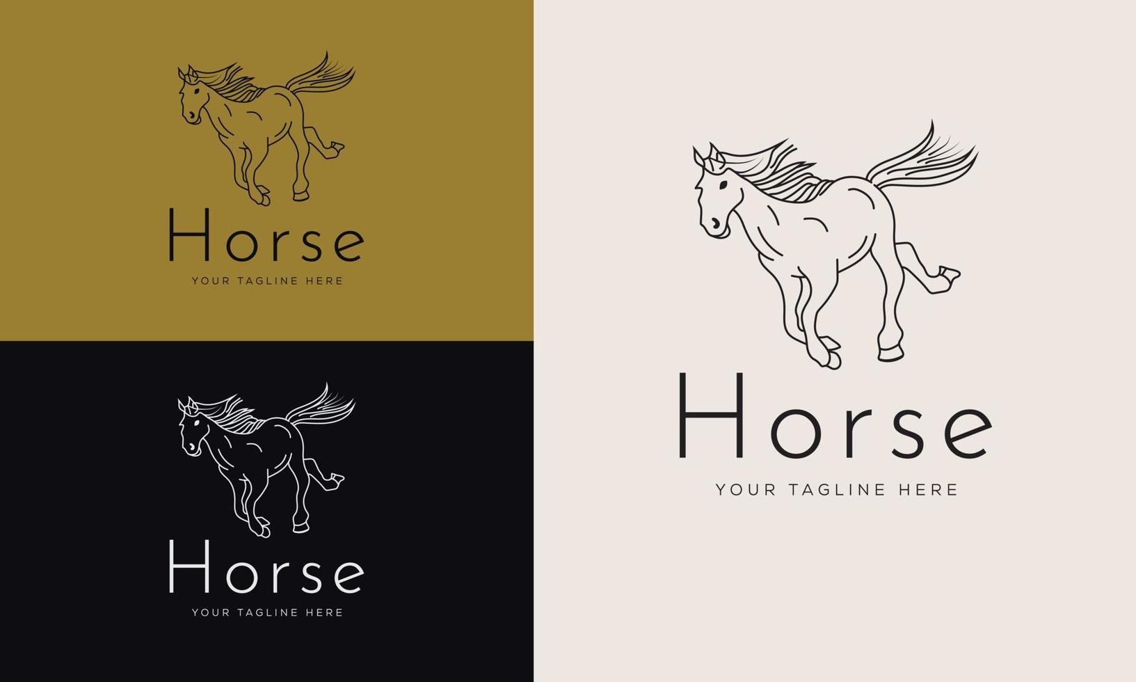 icono de logotipo de caballo estilo lineal. plantillas de diseño de logotipo vectorial vector