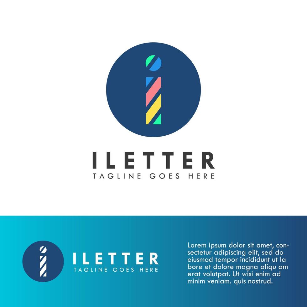 diseño de logotipo e icono de letra del alfabeto i vector