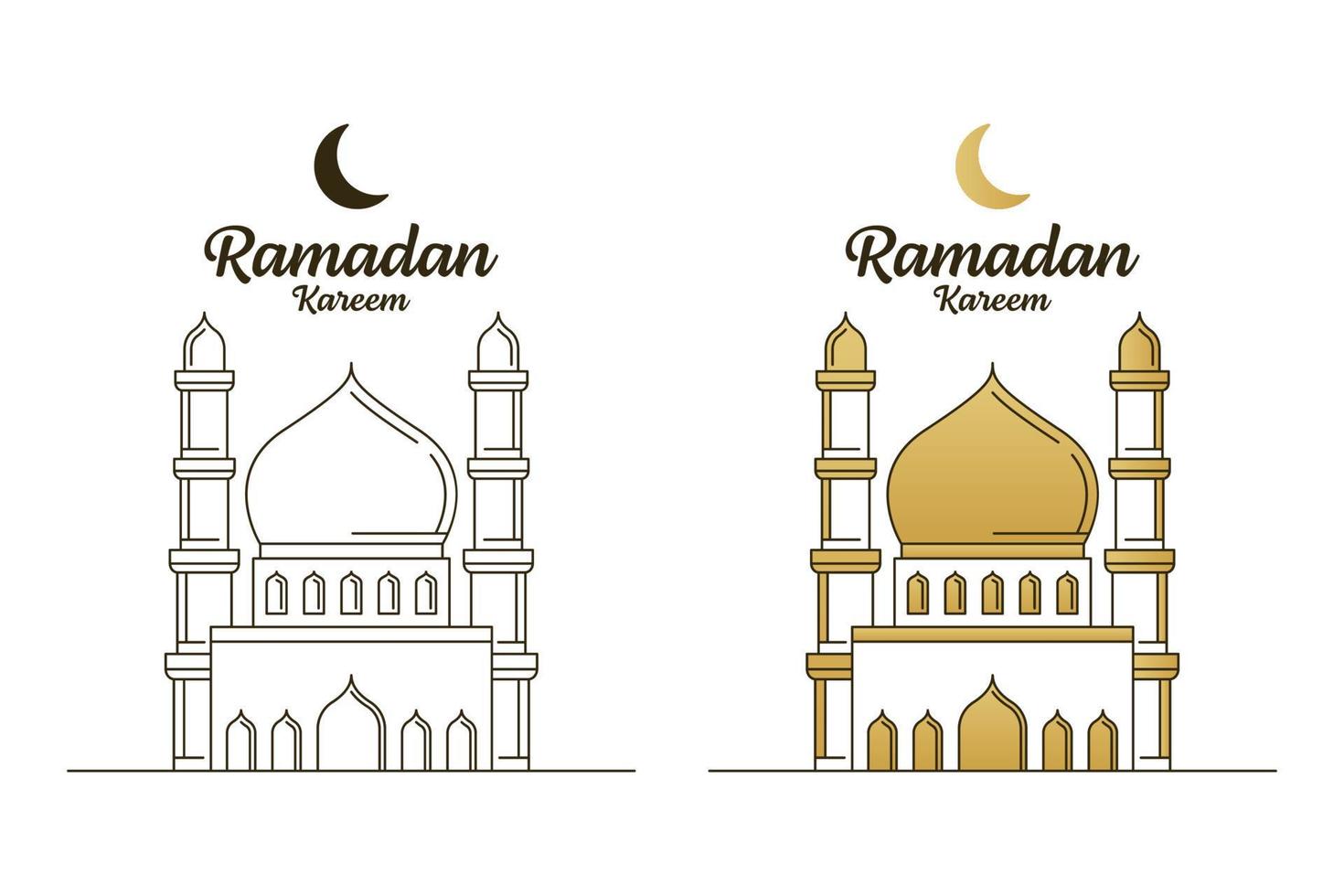 Ramadan kareem vector design illustration monoline or line art style