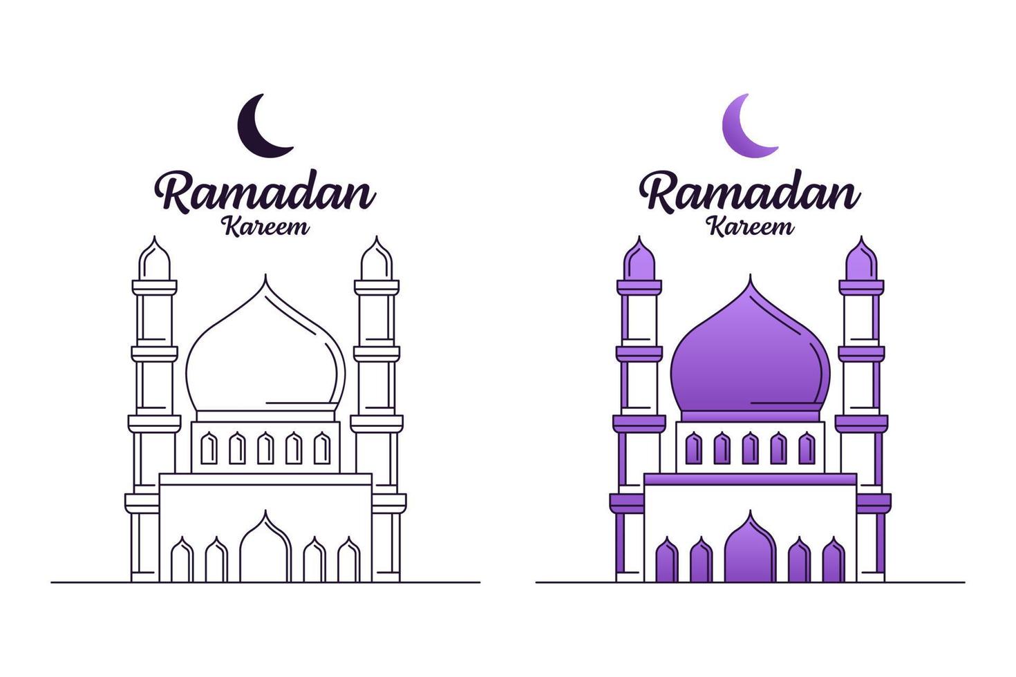 Ramadan kareem vector design illustration monoline or line art style