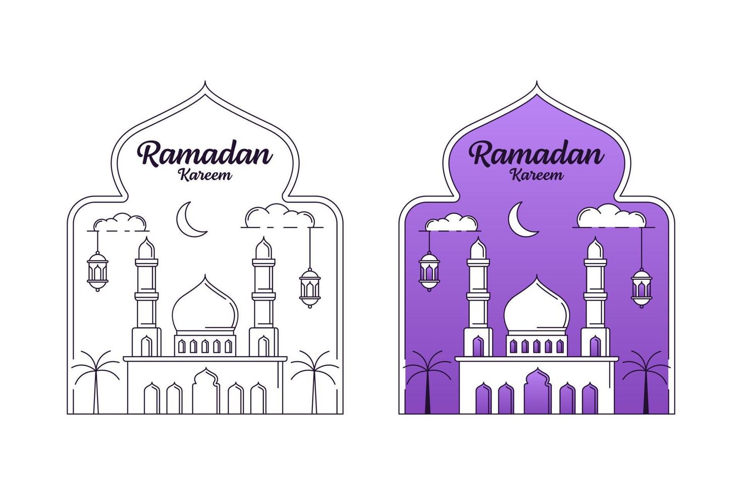 Ramadan kareem vector design illustration monoline or line art style
