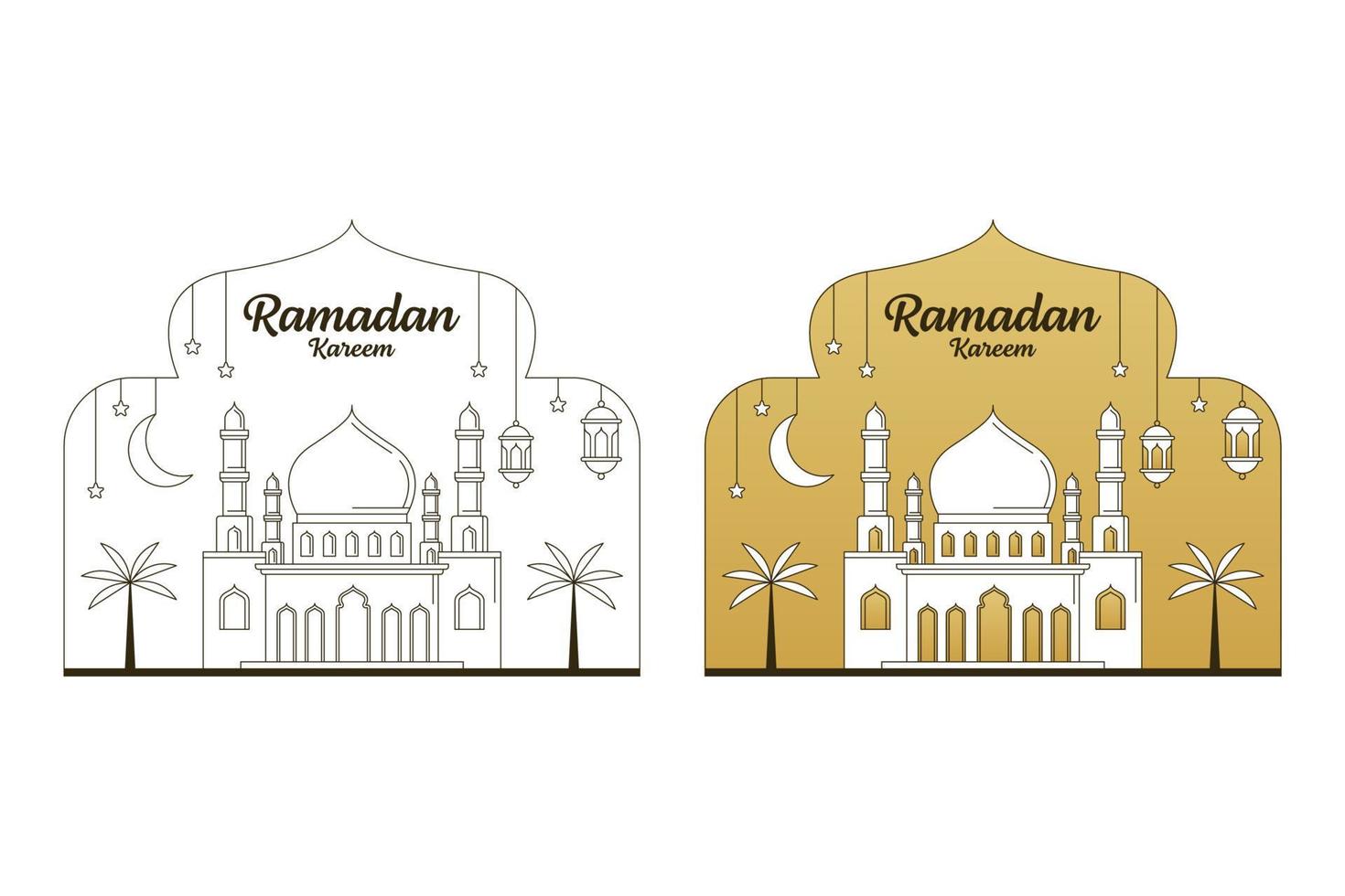 Ramadan kareem vector design illustration monoline or line art style