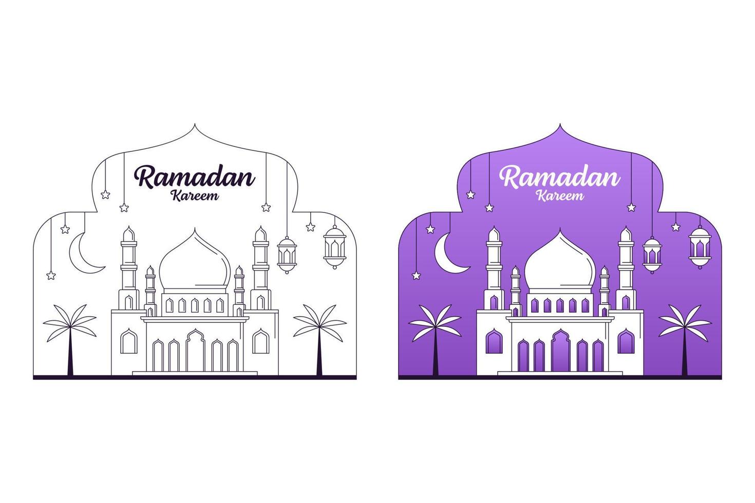 Ramadan kareem vector design illustration monoline or line art style