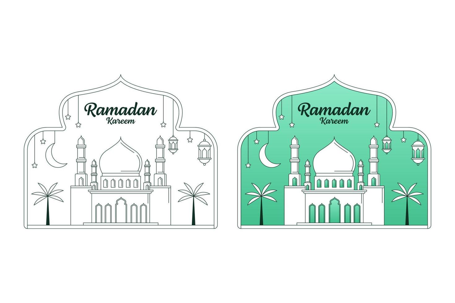 ramadan kareem vector diseño ilustración monoline o estilo de arte de línea