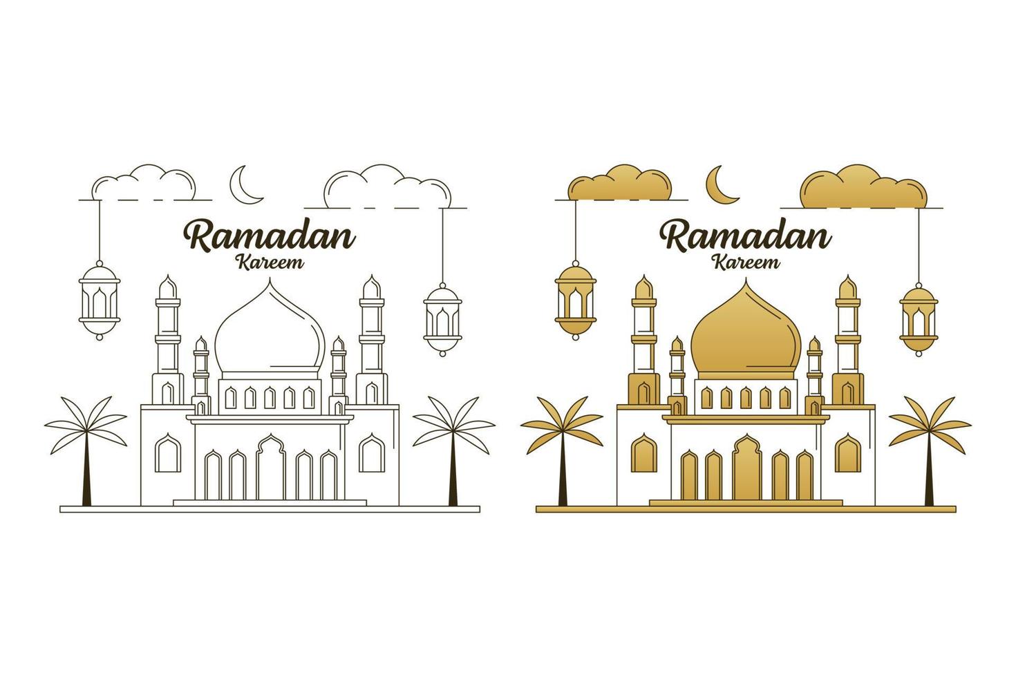 Ramadan kareem vector design illustration monoline or line art style