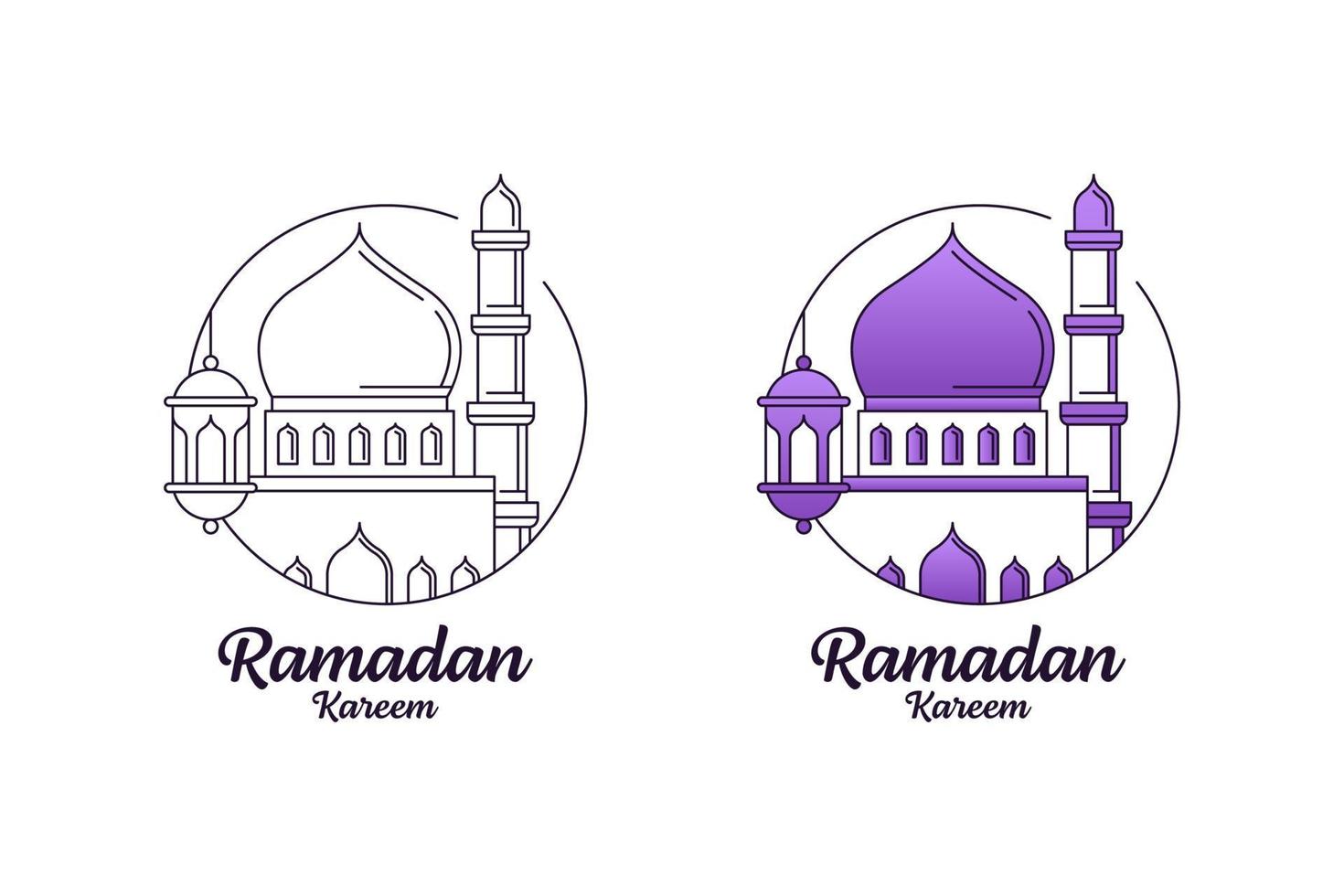 Ramadan kareem vector design illustration monoline or line art style