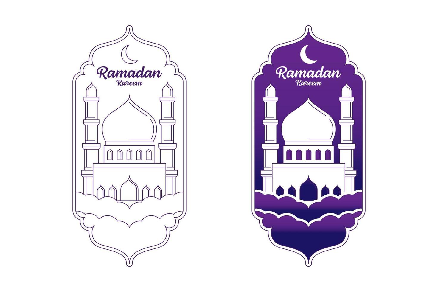Ramadan kareem vector design illustration monoline or line art style