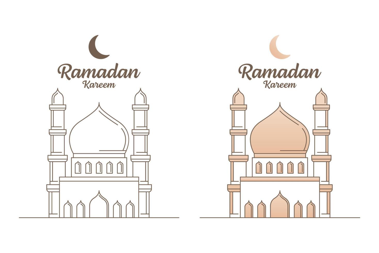 Ramadan kareem vector design illustration monoline or line art style