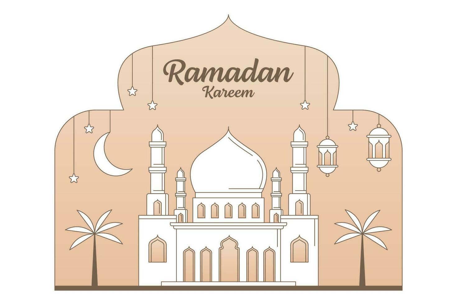 Ramadan kareem vector design illustration monoline or line art style